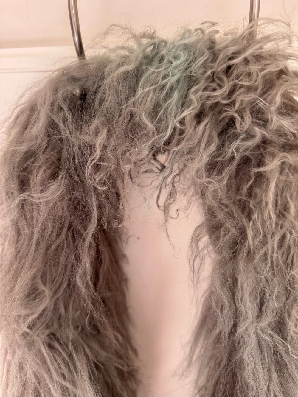 Rara Avis Gray Mongolian Lamb Crossbody Scarf Bag